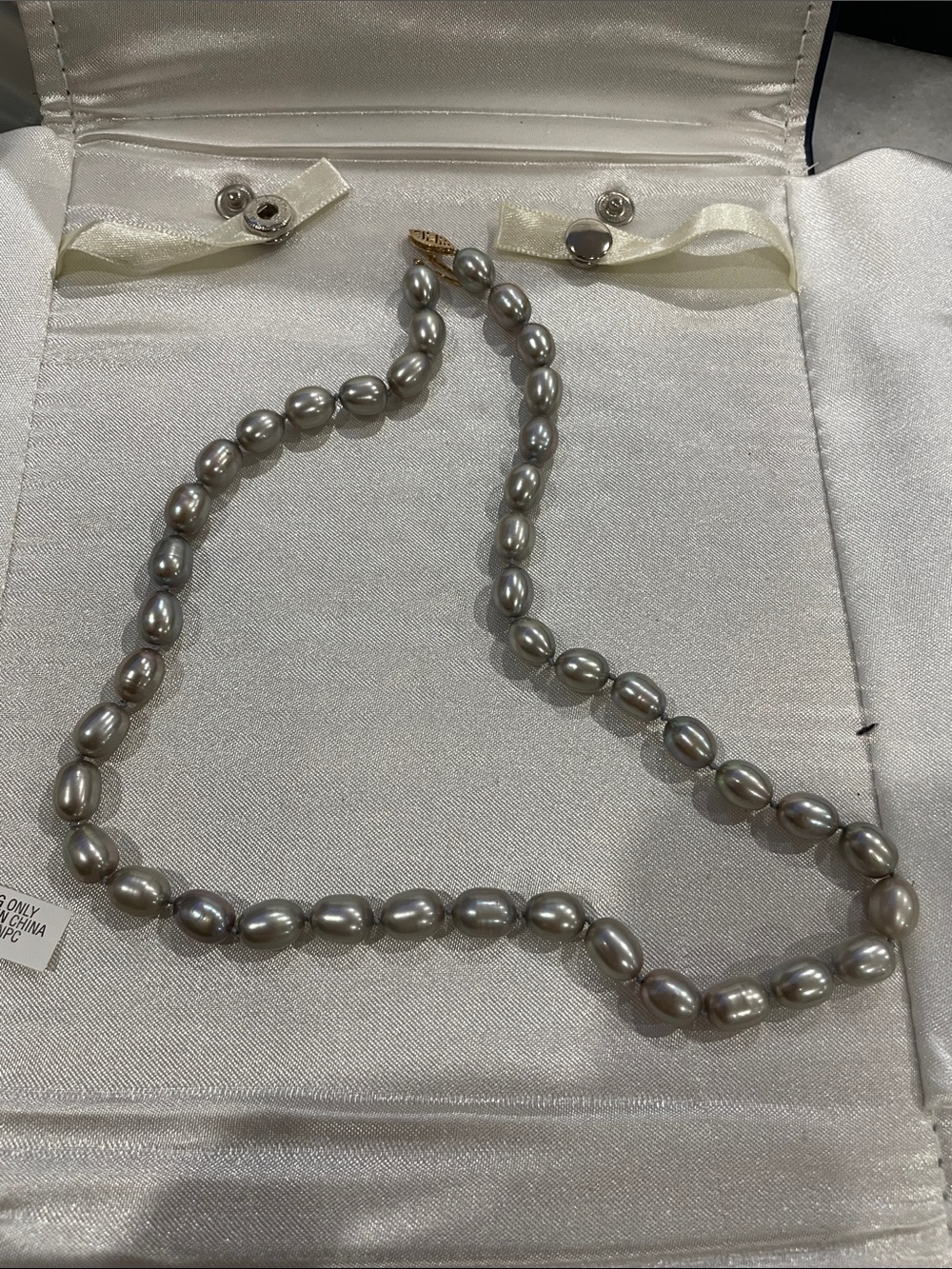 Gray Freshwater Pearl Necklace - Elegant Women's Jewelry(14 k gold)